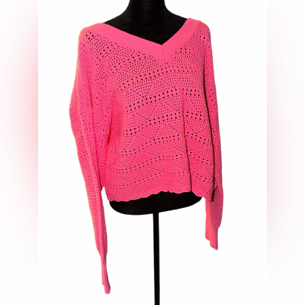 NWT Pink Oversized  KORI Crochet Sweater- perfect for all seasons XL